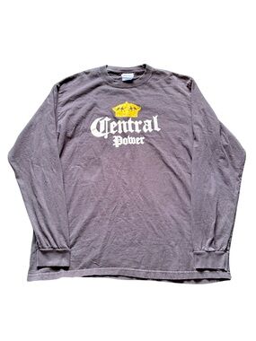 Central Power Long Sleeve Graphic Tee - Black with Yellow Crown